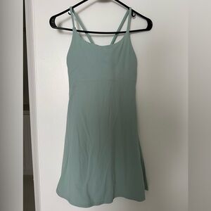 Sage green Halara tennis dress with attached shorts + pockets